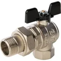 STOUT Кран SVB-0008-000020 шаровой полнопроходной угловой, ВР/НР, ручка бабочка 3/4, американка